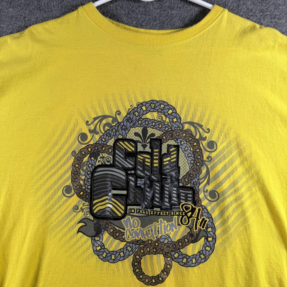 Mecca Apparel Shirt Mens 2XL Yellow Cold Chillin Chains Hip Hop Tee Streetwear